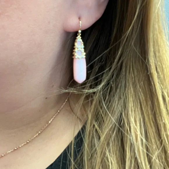 Kendra Scott Blush Pink and Gold Earrings - Picture 5 of 5